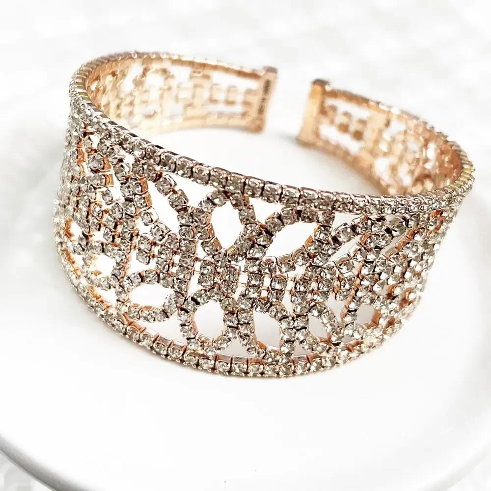 Anne Klein Rose Gold Pave Crystal Cuff Bracelet